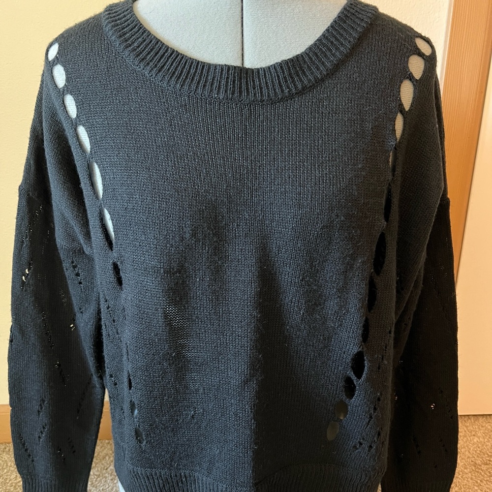A+Ro Black Distressed Sweater